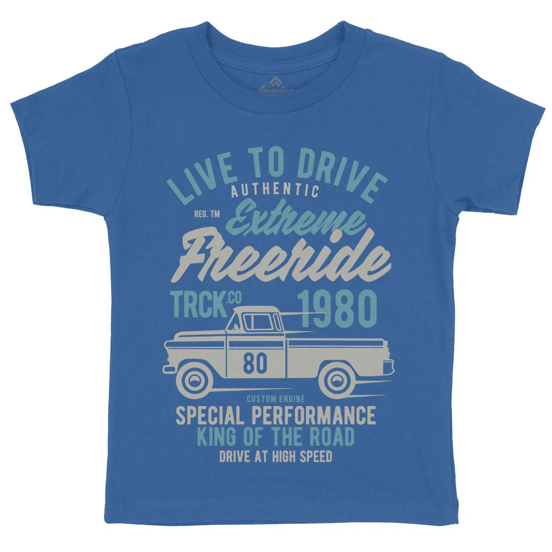 Extreme Freeride Truck Kids Crew Neck T-Shirt Cars B401