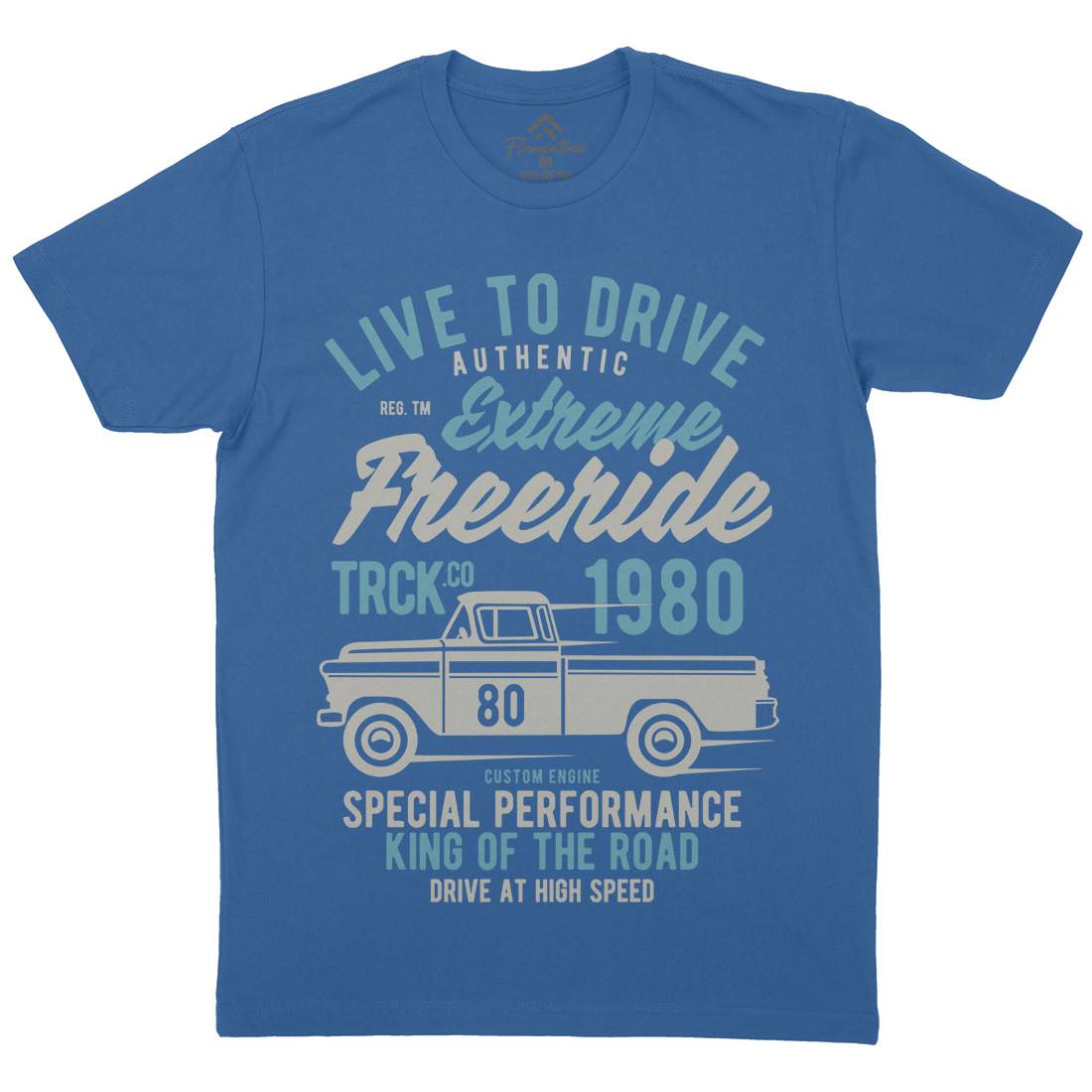 Extreme Freeride Truck Mens Organic Crew Neck T-Shirt Cars B401