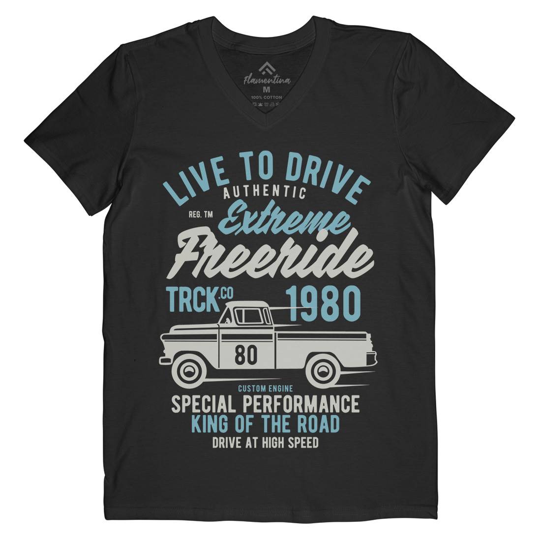 Extreme Freeride Truck Mens Organic V-Neck T-Shirt Cars B401