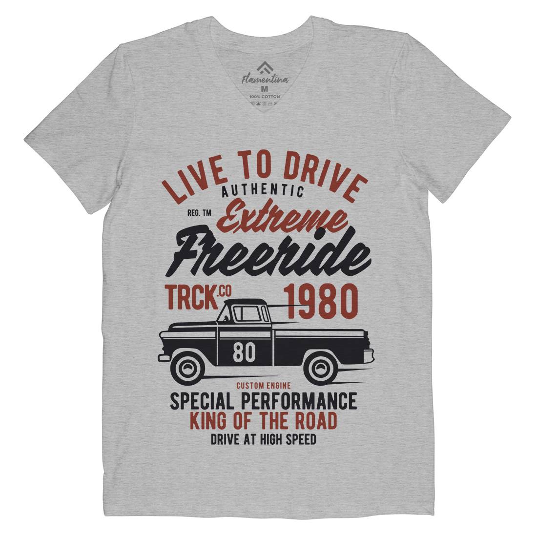 Extreme Freeride Truck Mens V-Neck T-Shirt Cars B401