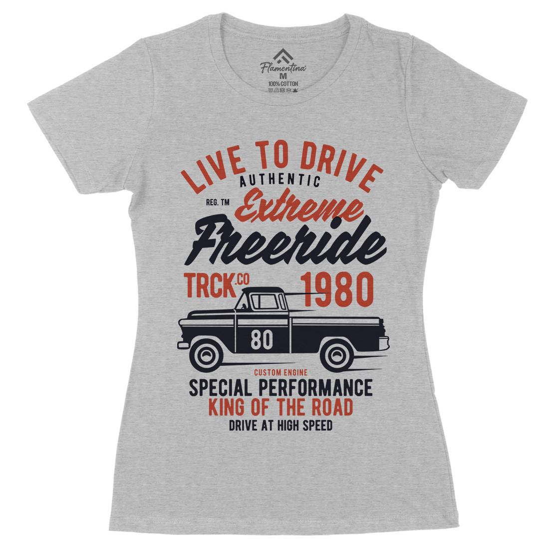 Extreme Freeride Truck Womens Organic Crew Neck T-Shirt Cars B401