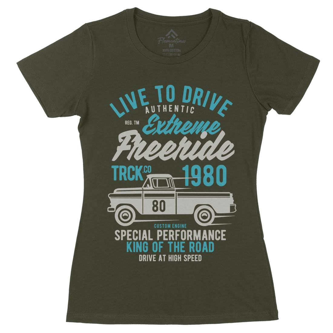 Extreme Freeride Truck Womens Organic Crew Neck T-Shirt Cars B401