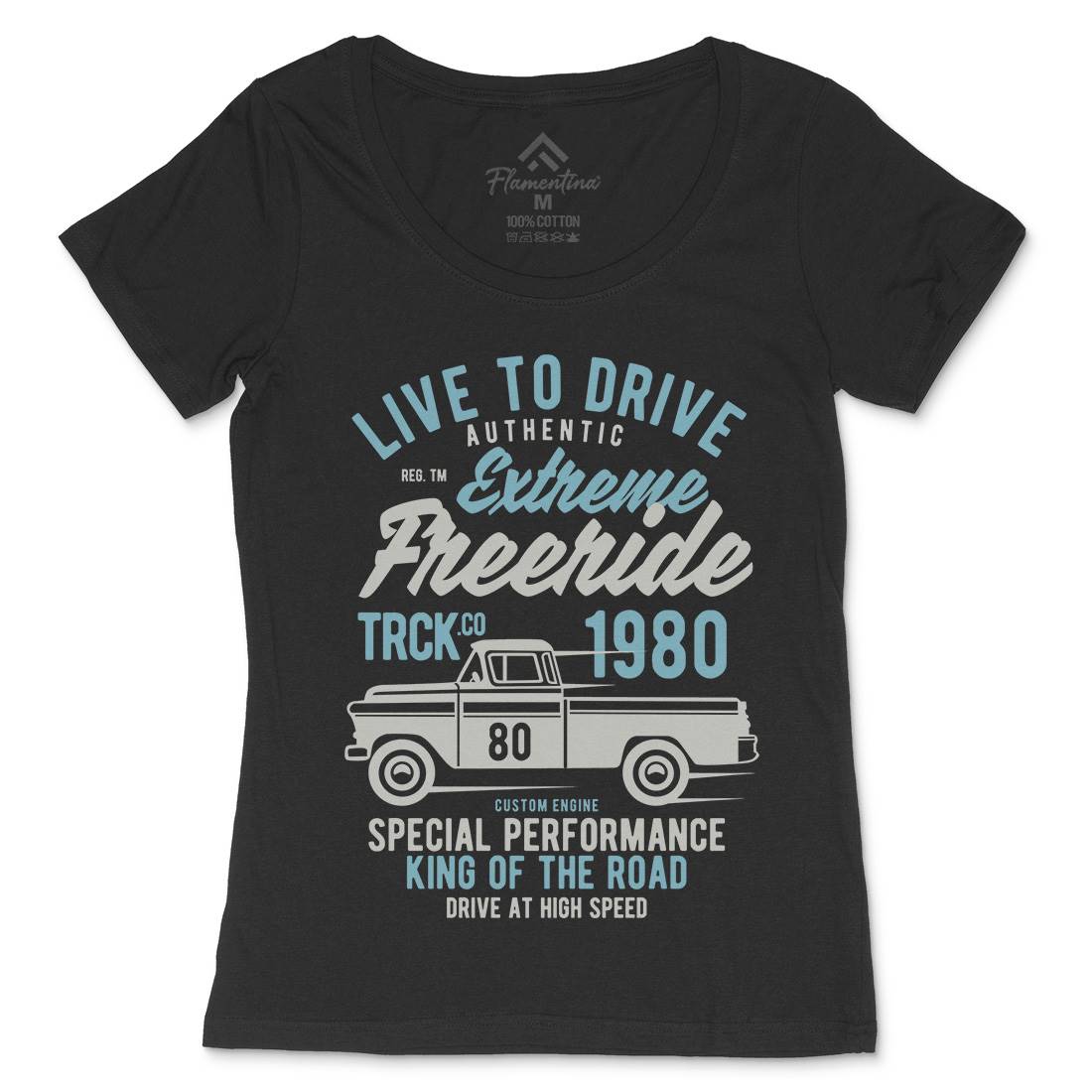Extreme Freeride Truck Womens Scoop Neck T-Shirt Cars B401
