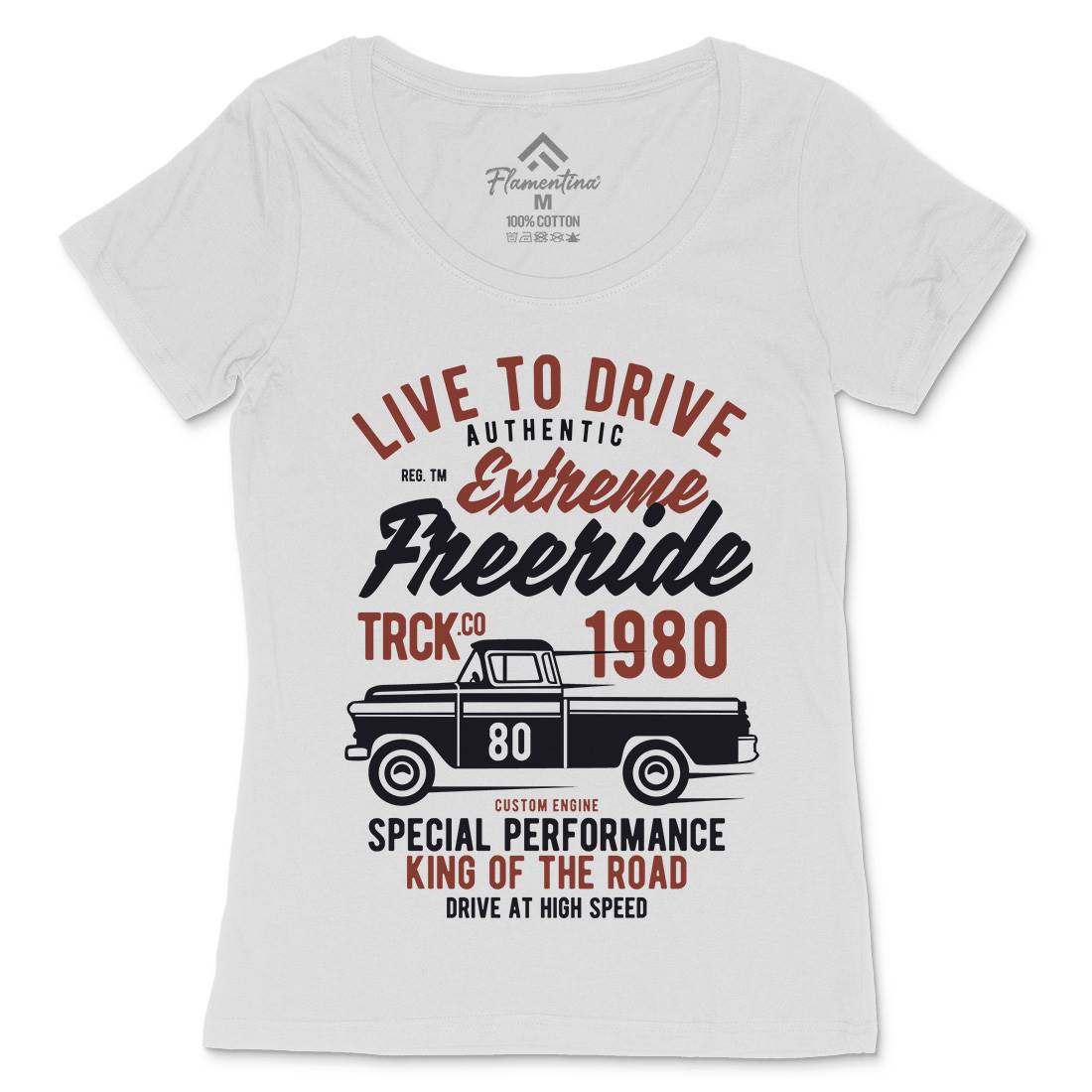 Extreme Freeride Truck Womens Scoop Neck T-Shirt Cars B401