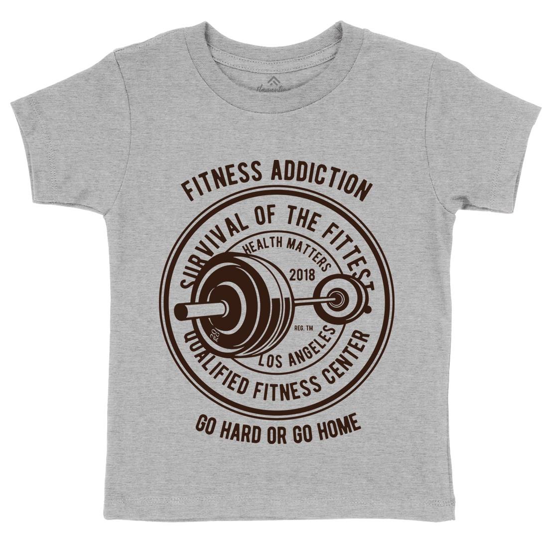 Fitness Addiction Kids Crew Neck T-Shirt Gym B403