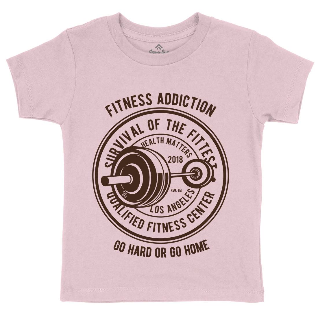 Fitness Addiction Kids Organic Crew Neck T-Shirt Gym B403