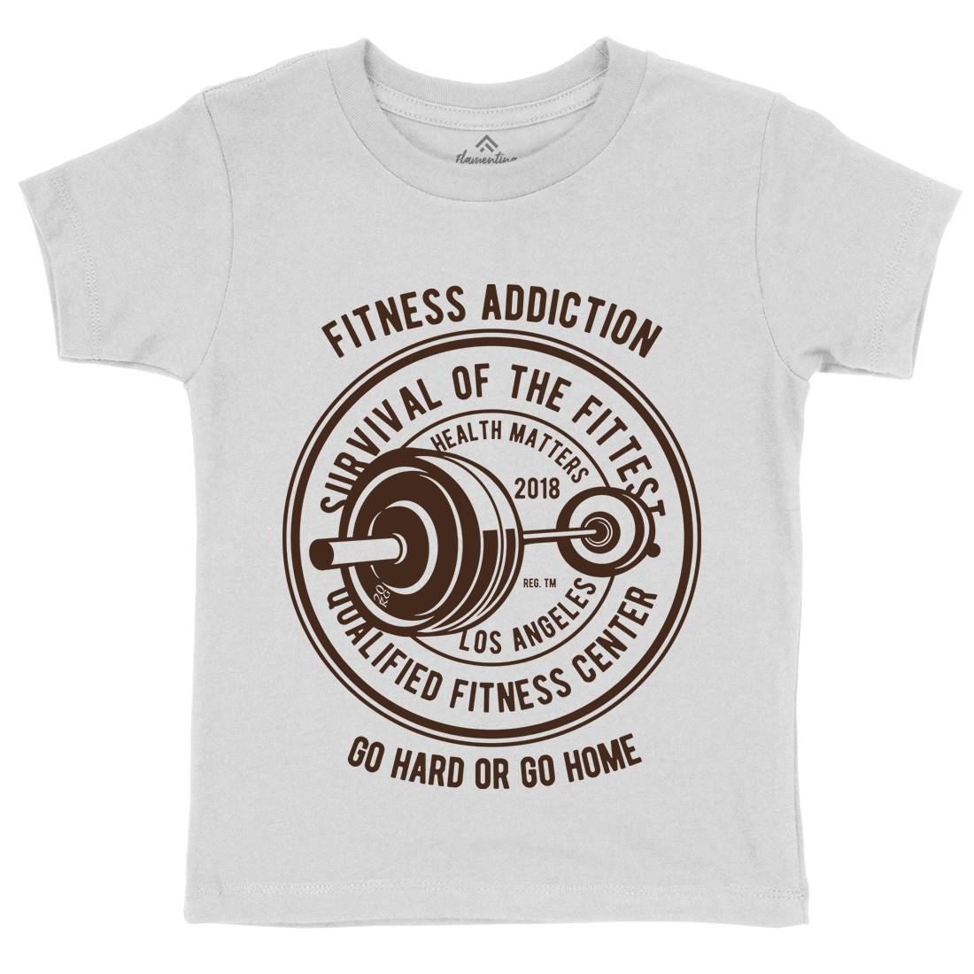 Fitness Addiction Kids Crew Neck T-Shirt Gym B403