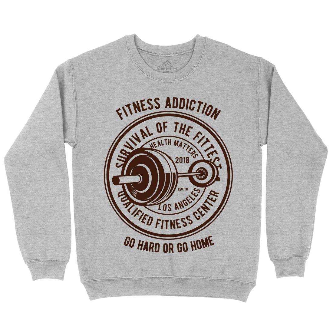 Fitness Addiction Mens Crew Neck Sweatshirt Gym B403