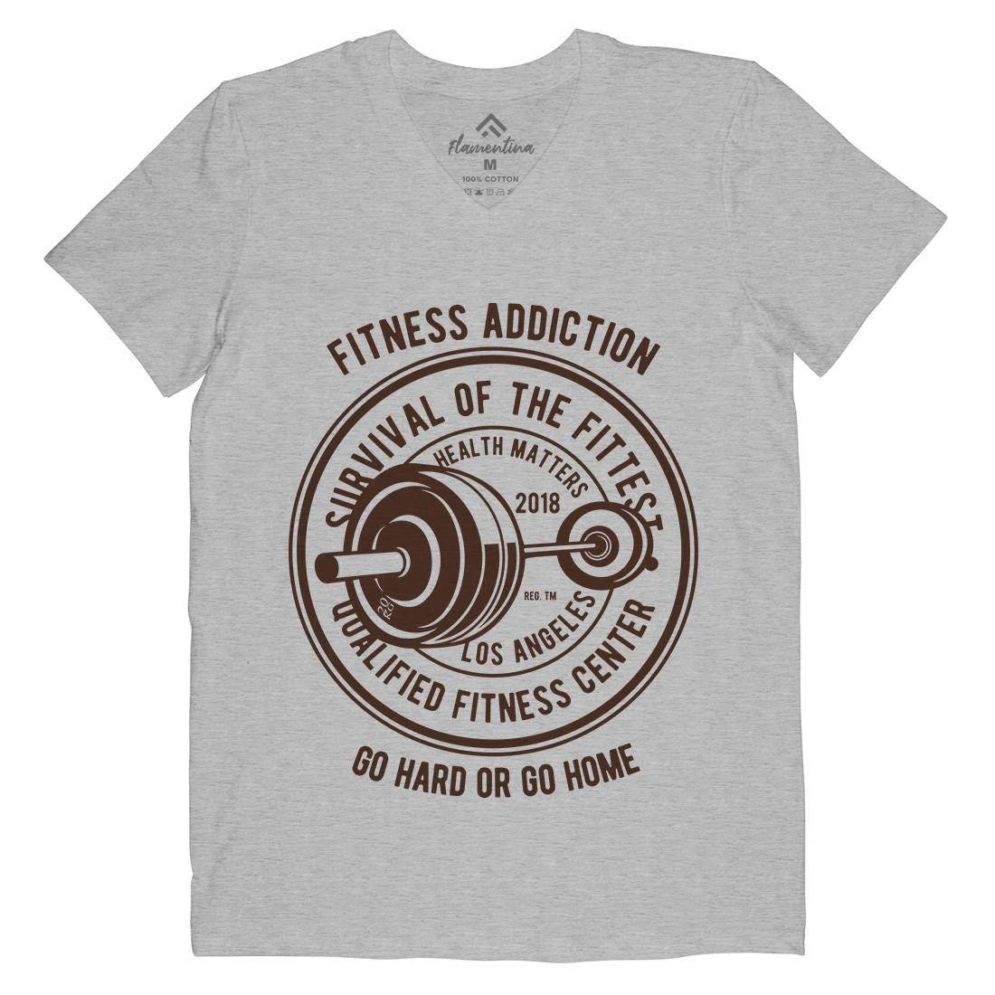 Fitness Addiction Mens V-Neck T-Shirt Gym B403