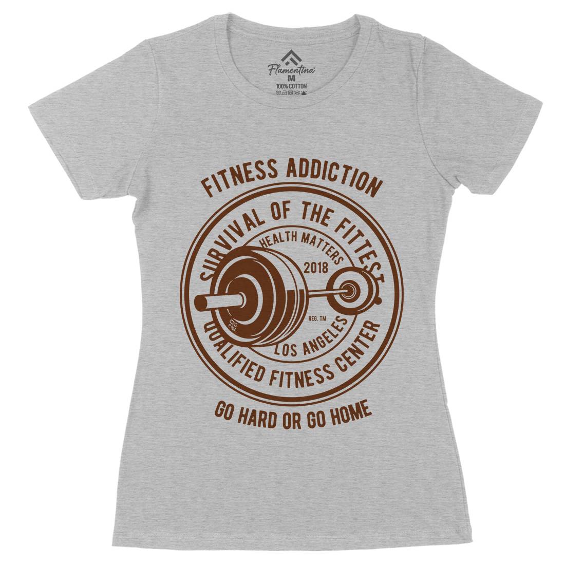 Fitness Addiction Womens Organic Crew Neck T-Shirt Gym B403