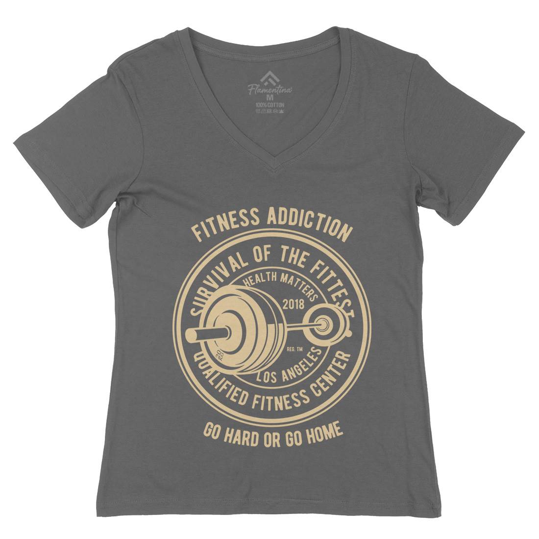 Fitness Addiction Womens Organic V-Neck T-Shirt Gym B403