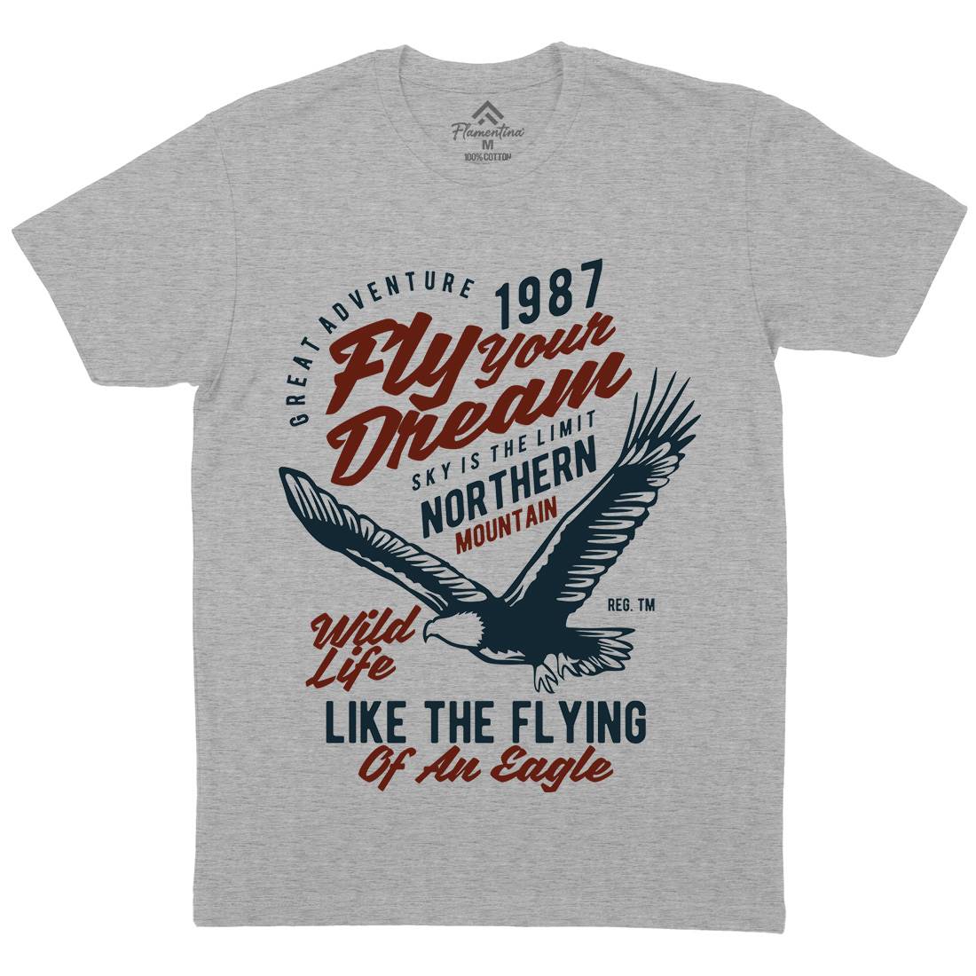 Fly Your Dream Mens Organic Crew Neck T-Shirt Animals B404