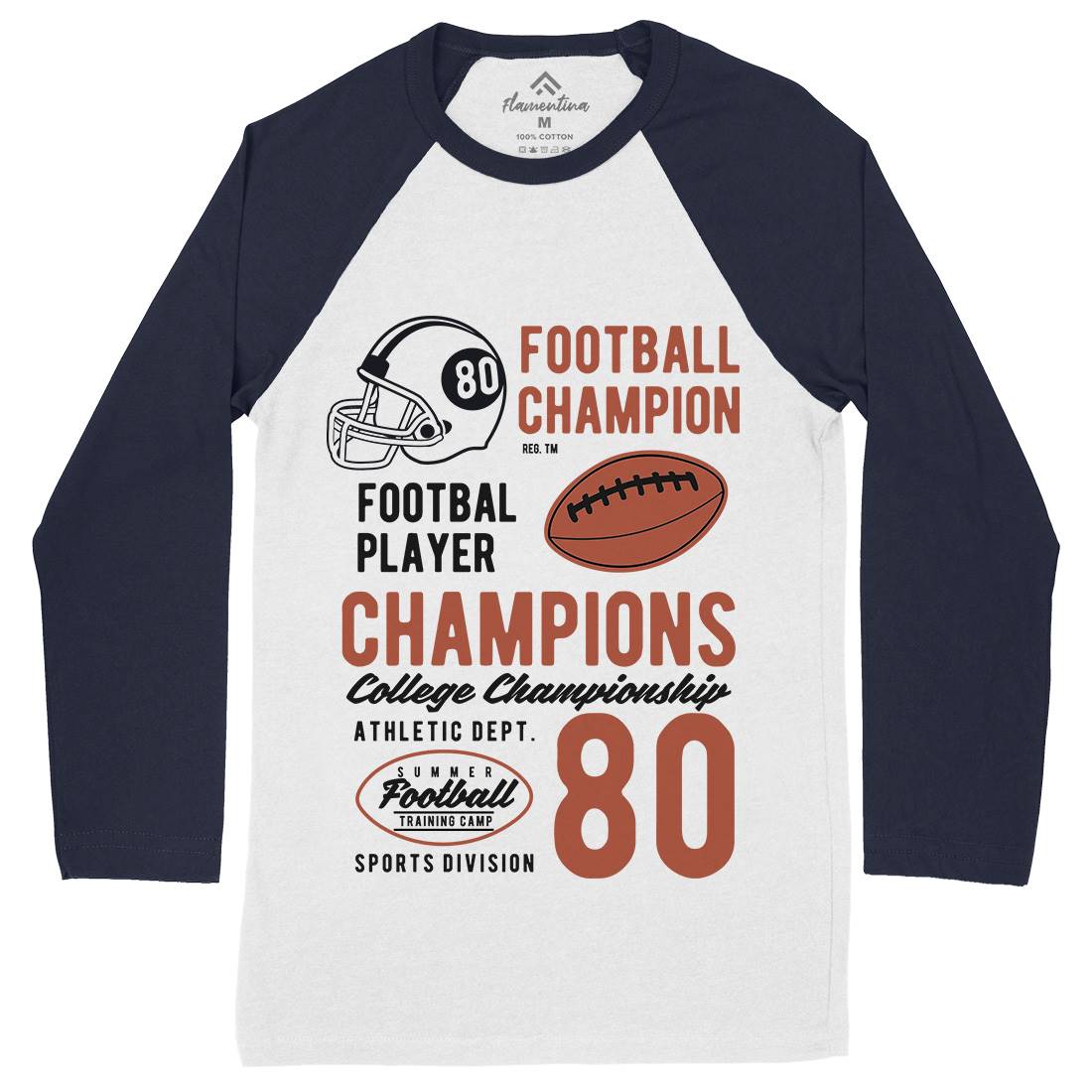 Football Champions Mens Long Sleeve Baseball T-Shirt Sport B405