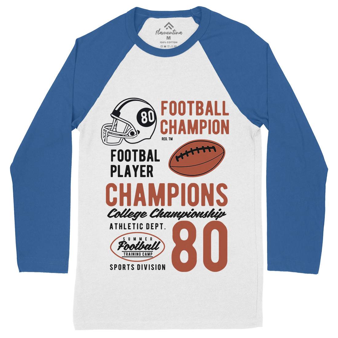 Football Champions Mens Long Sleeve Baseball T-Shirt Sport B405