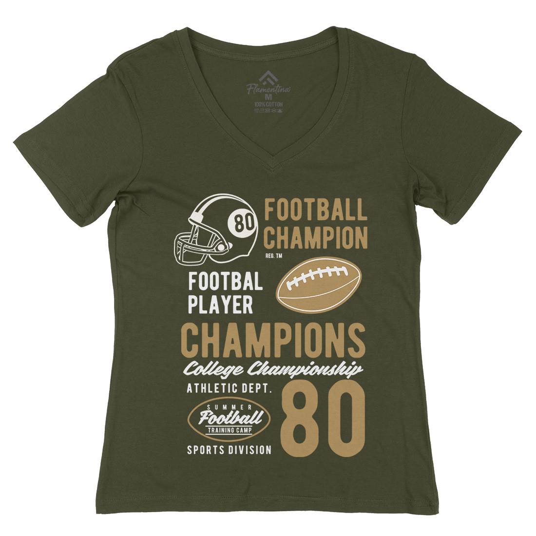 Football Champions Womens Organic V-Neck T-Shirt Sport B405