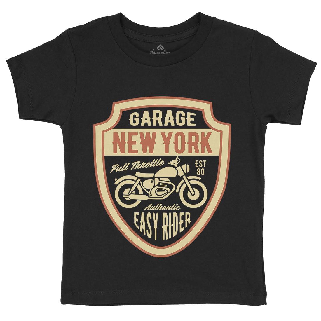 New York Kids Organic Crew Neck T-Shirt Motorcycles B406