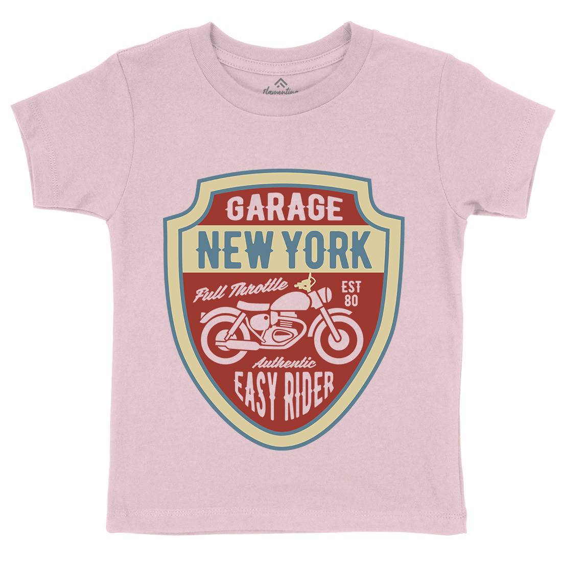 New York Kids Crew Neck T-Shirt Motorcycles B406