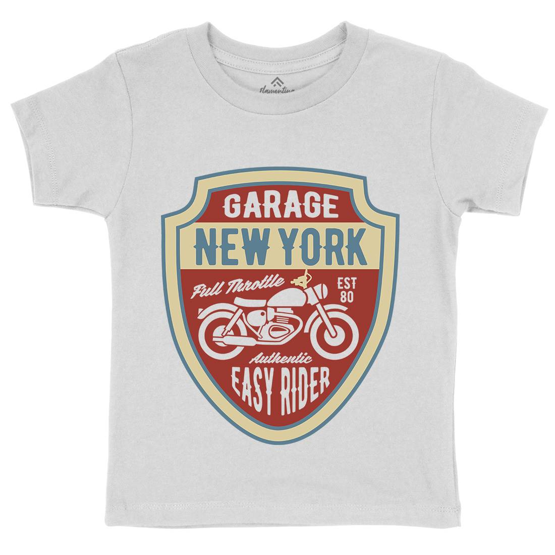 New York Kids Organic Crew Neck T-Shirt Motorcycles B406
