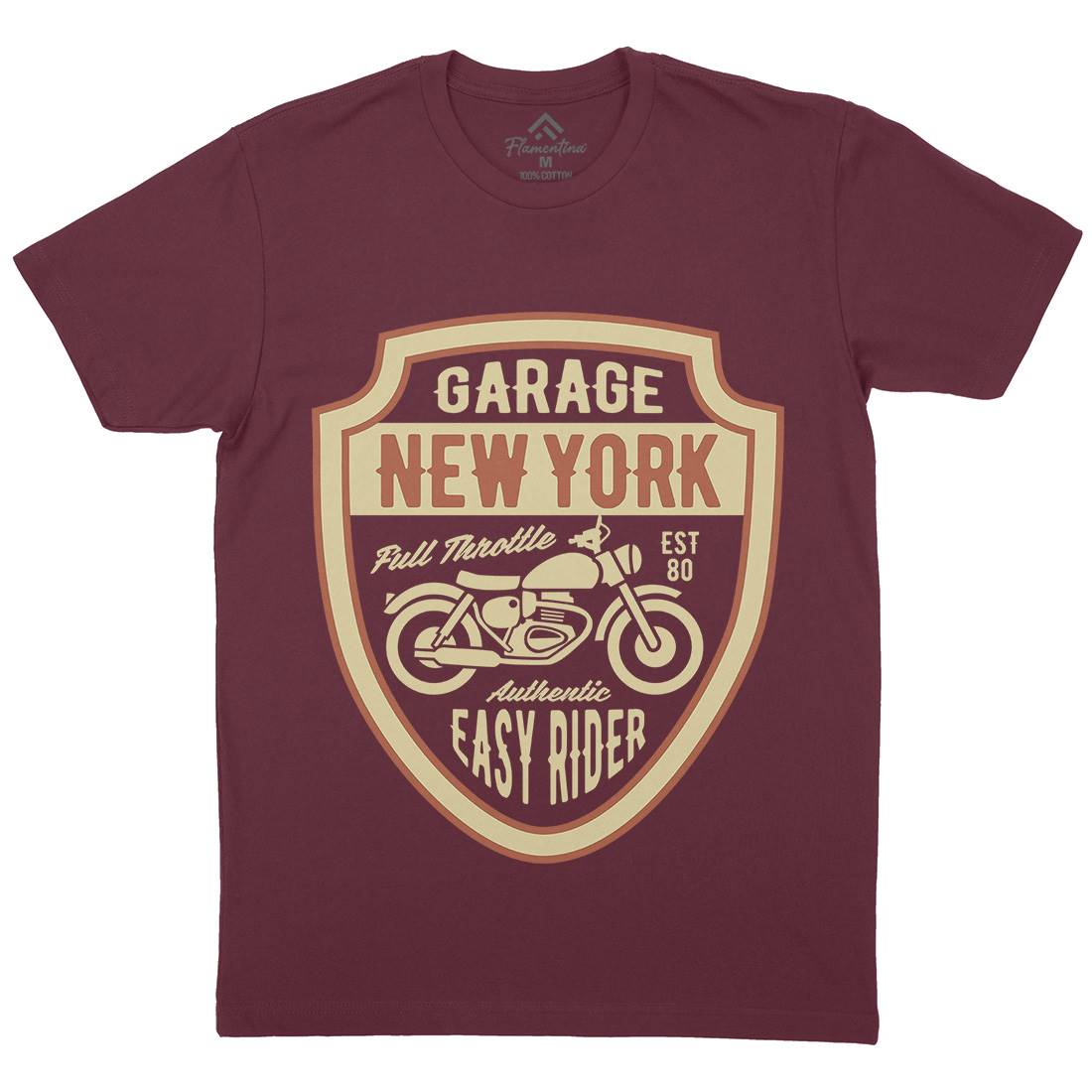 New York Mens Crew Neck T-Shirt Motorcycles B406