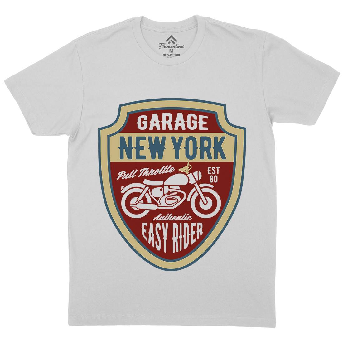 New York Mens Crew Neck T-Shirt Motorcycles B406