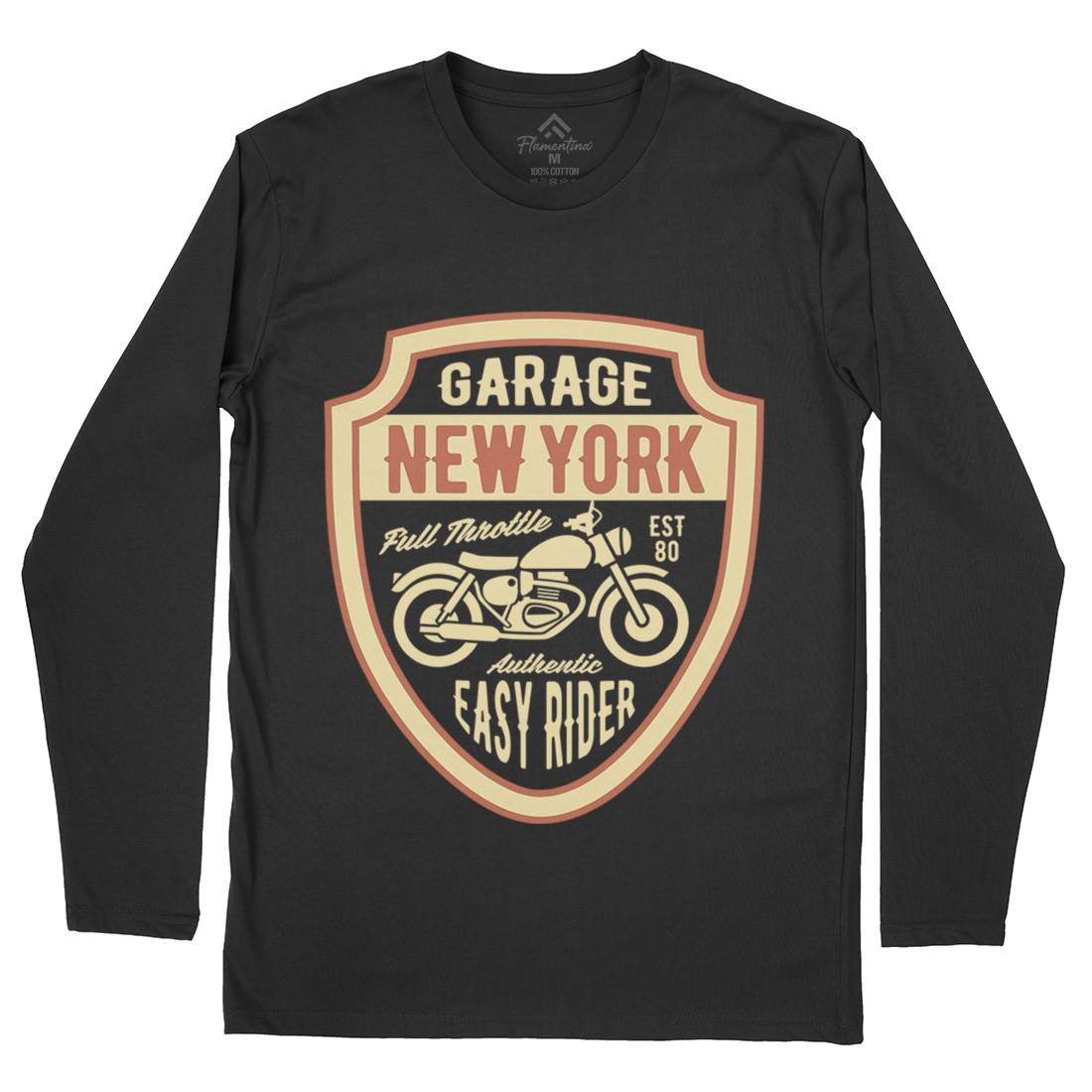 New York Mens Long Sleeve T-Shirt Motorcycles B406