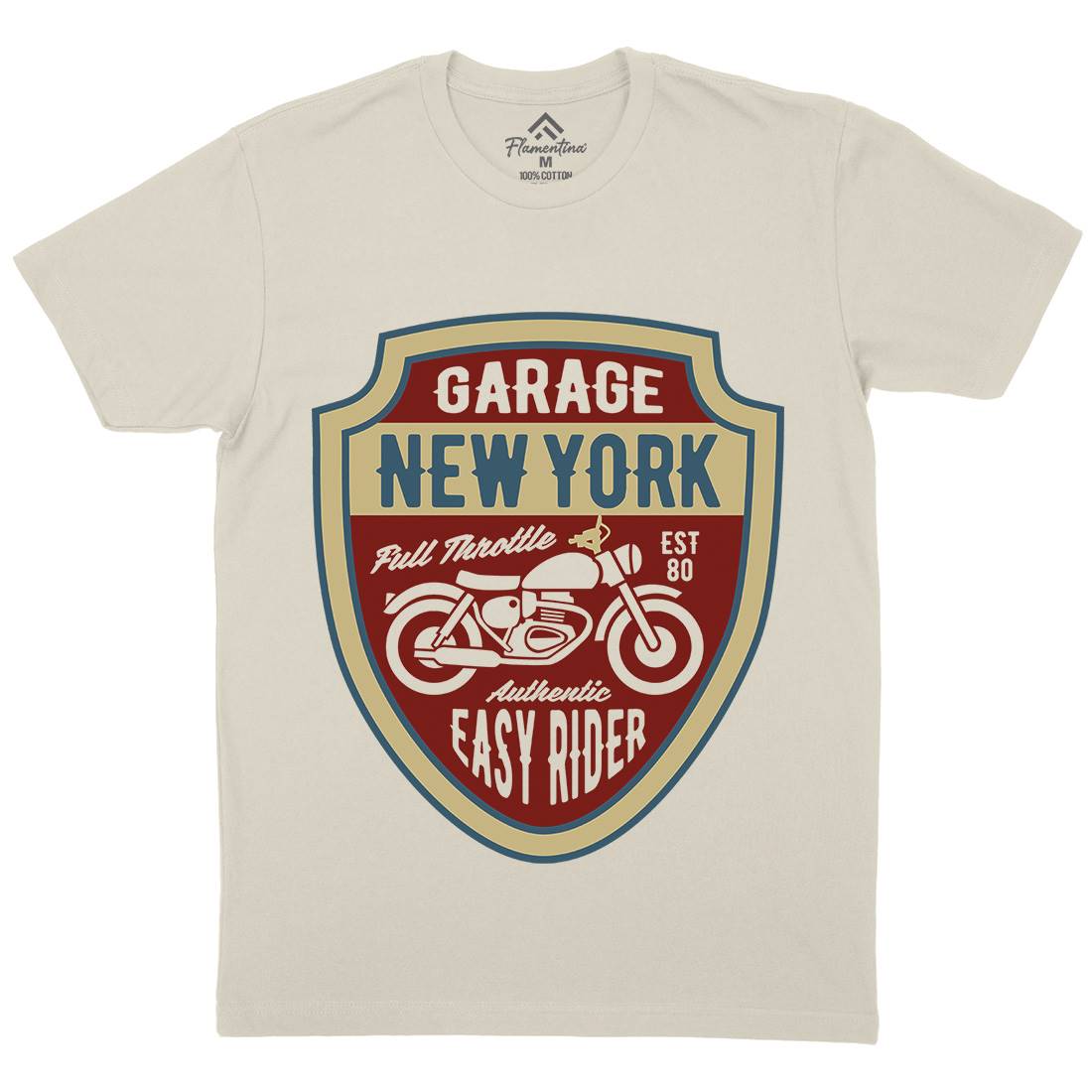 New York Mens Organic Crew Neck T-Shirt Motorcycles B406