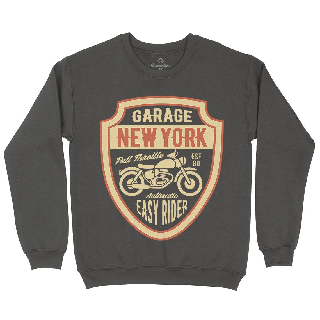 New York Mens Crew Neck Sweatshirt Motorcycles B406