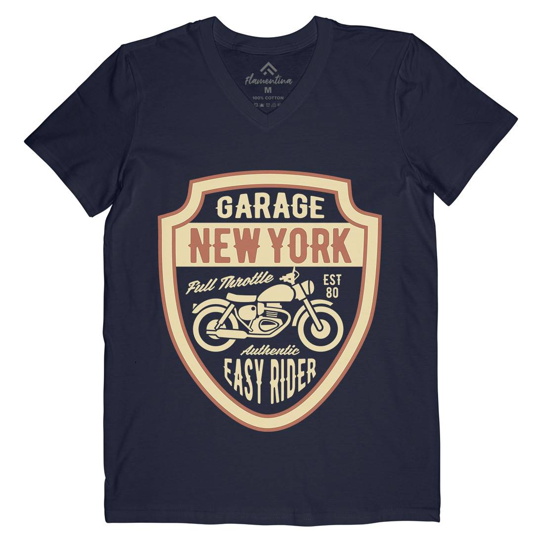 New York Mens Organic V-Neck T-Shirt Motorcycles B406