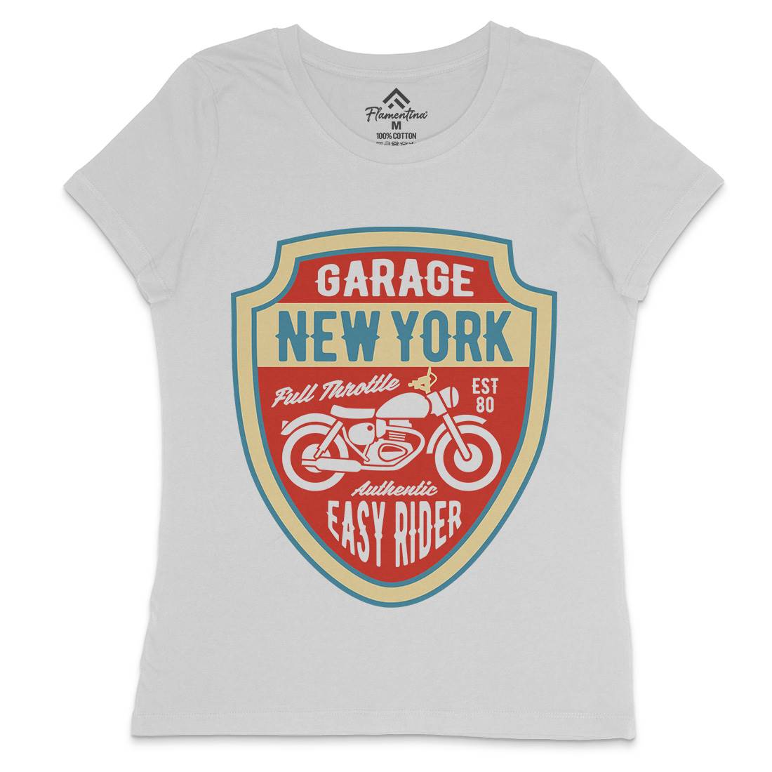 New York Womens Crew Neck T-Shirt Motorcycles B406