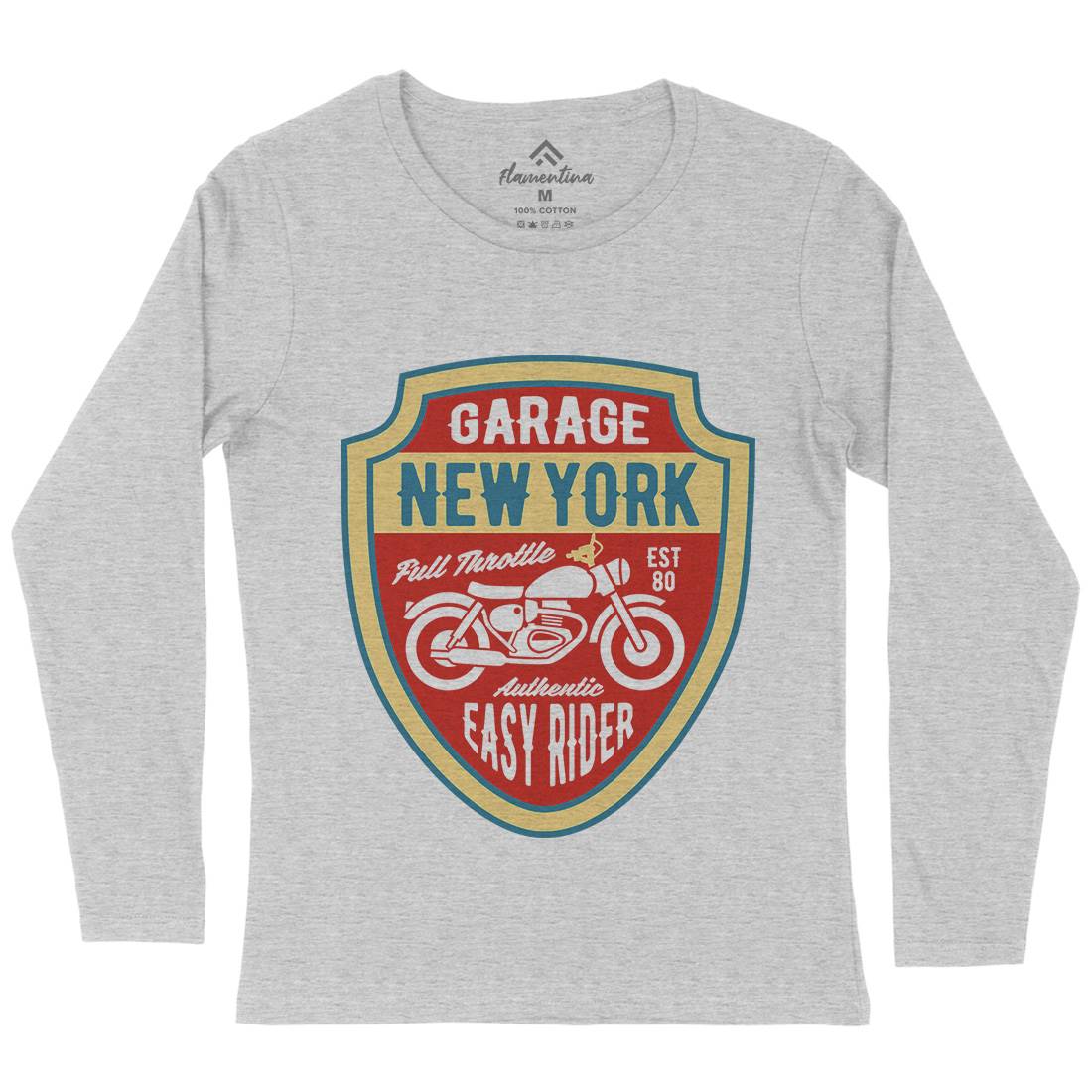 New York Womens Long Sleeve T-Shirt Motorcycles B406