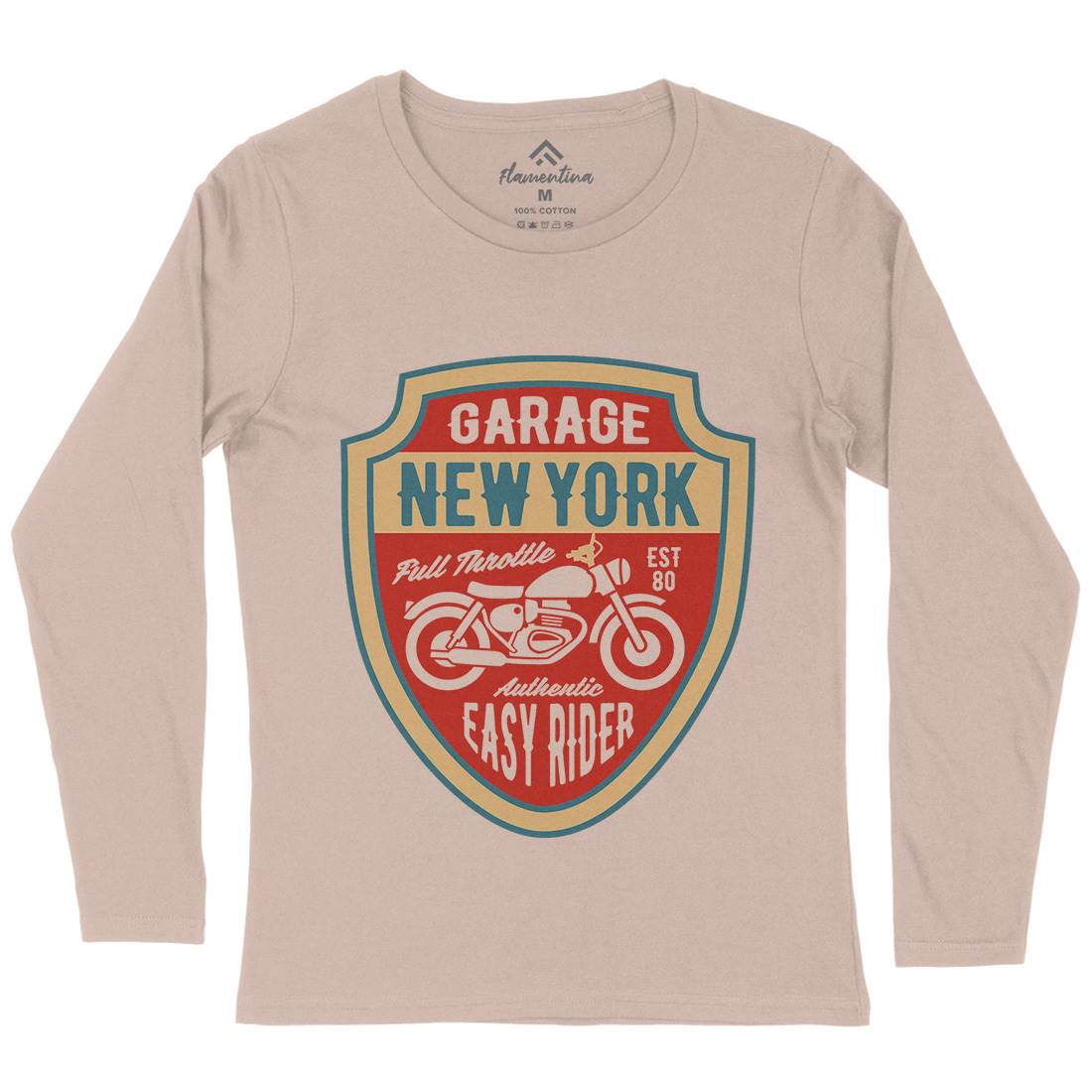New York Womens Long Sleeve T-Shirt Motorcycles B406