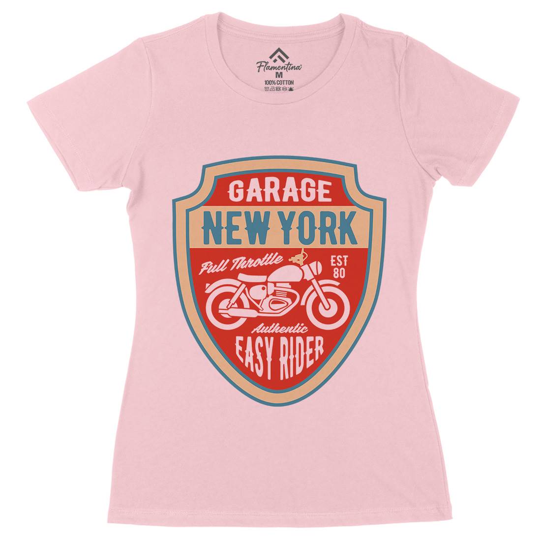 New York Womens Organic Crew Neck T-Shirt Motorcycles B406