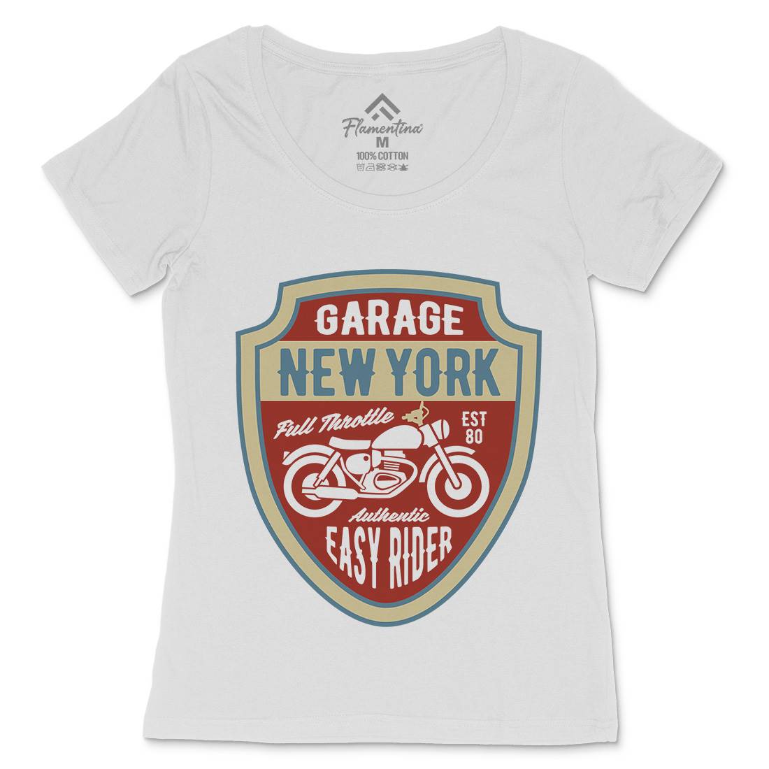 New York Womens Scoop Neck T-Shirt Motorcycles B406