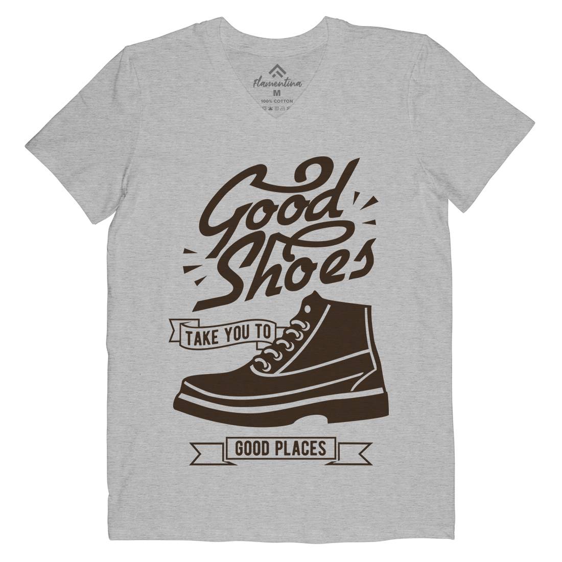 Good Shoes Mens Organic V-Neck T-Shirt Retro B407