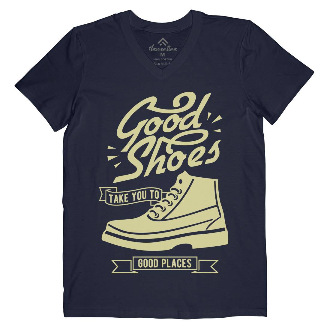 Good Shoes Mens Organic V-Neck T-Shirt Retro B407