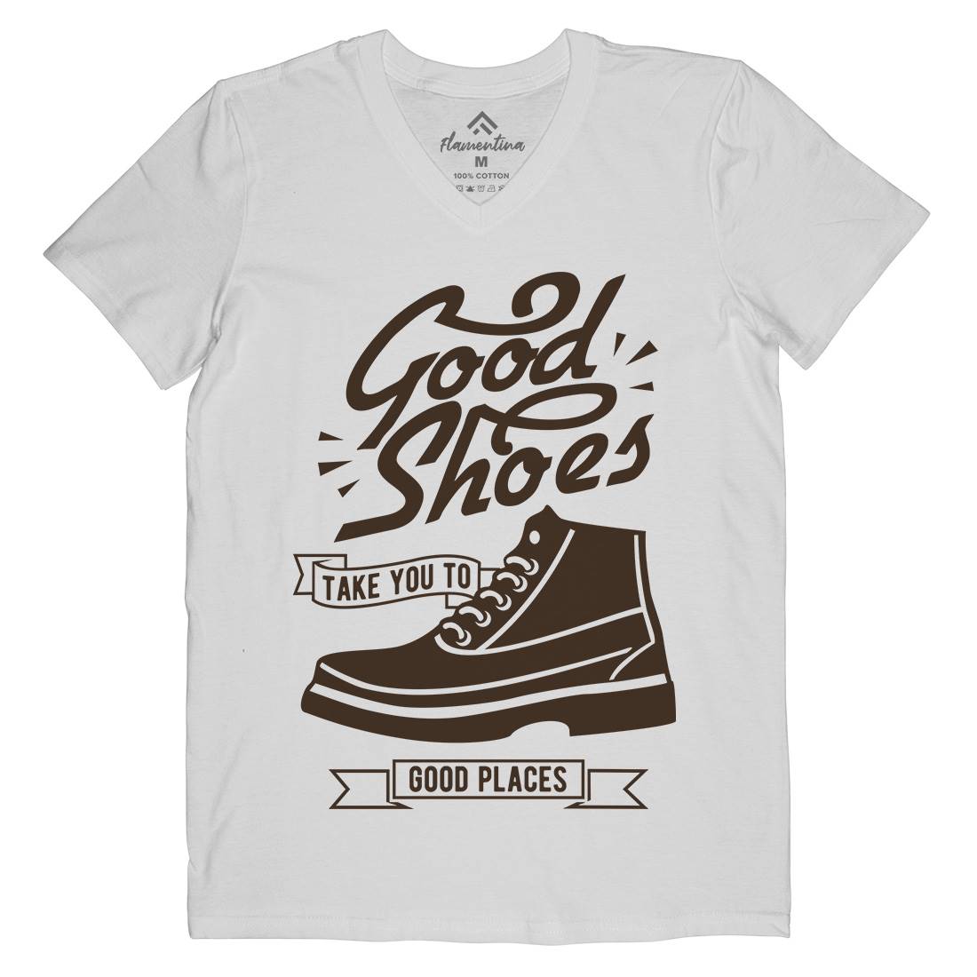 Good Shoes Mens V-Neck T-Shirt Retro B407