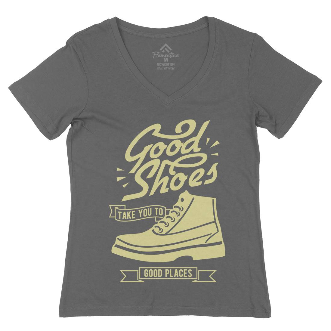 Good Shoes Womens Organic V-Neck T-Shirt Retro B407