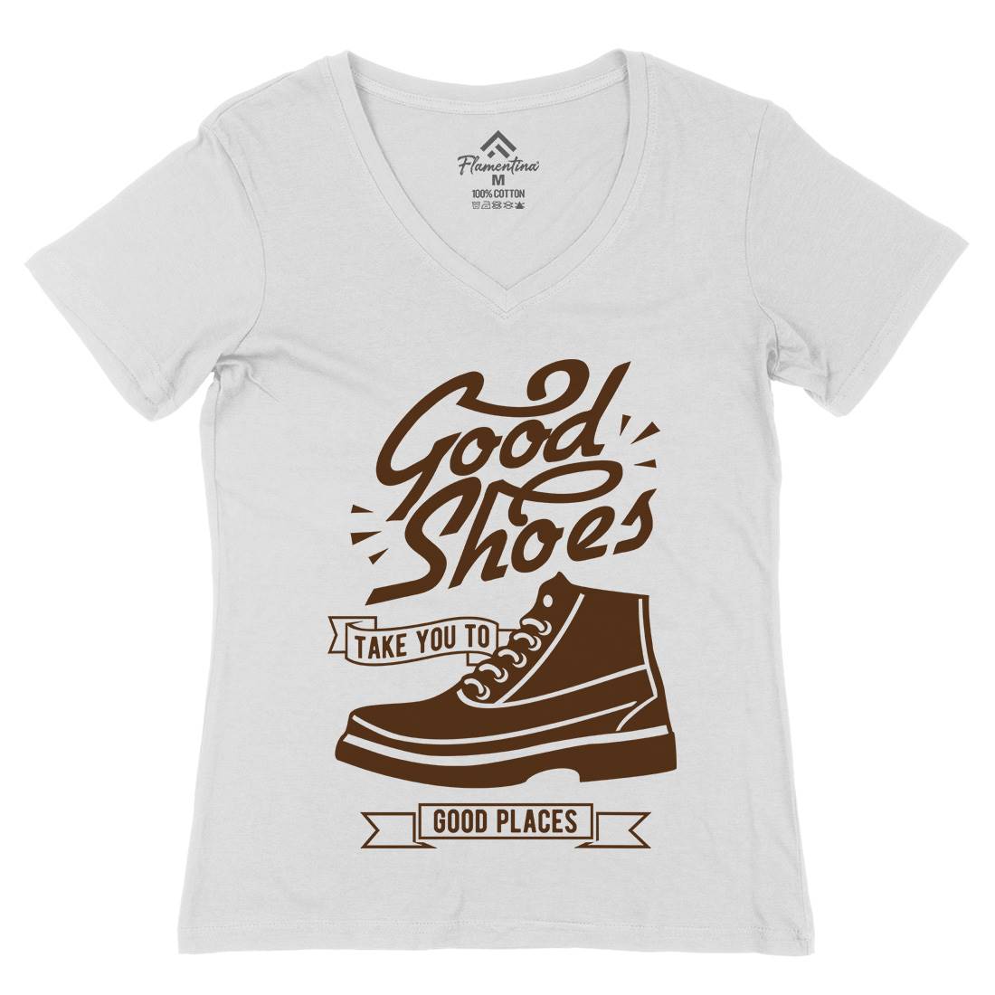 Good Shoes Womens Organic V-Neck T-Shirt Retro B407