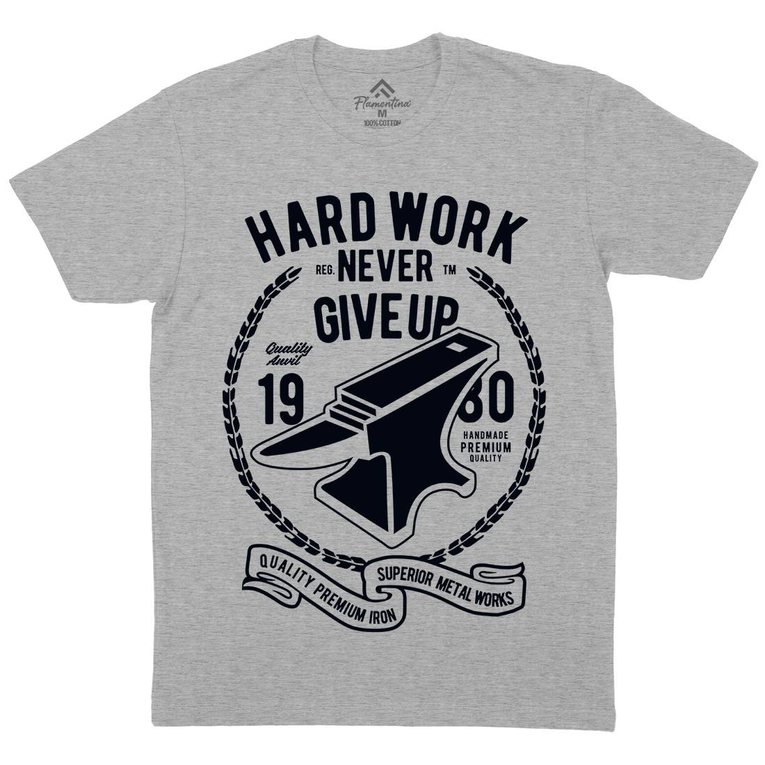 Hard Work Anvil Mens Organic Crew Neck T-Shirt Retro B408