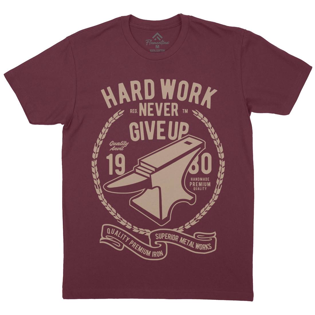 Hard Work Anvil Mens Crew Neck T-Shirt Retro B408