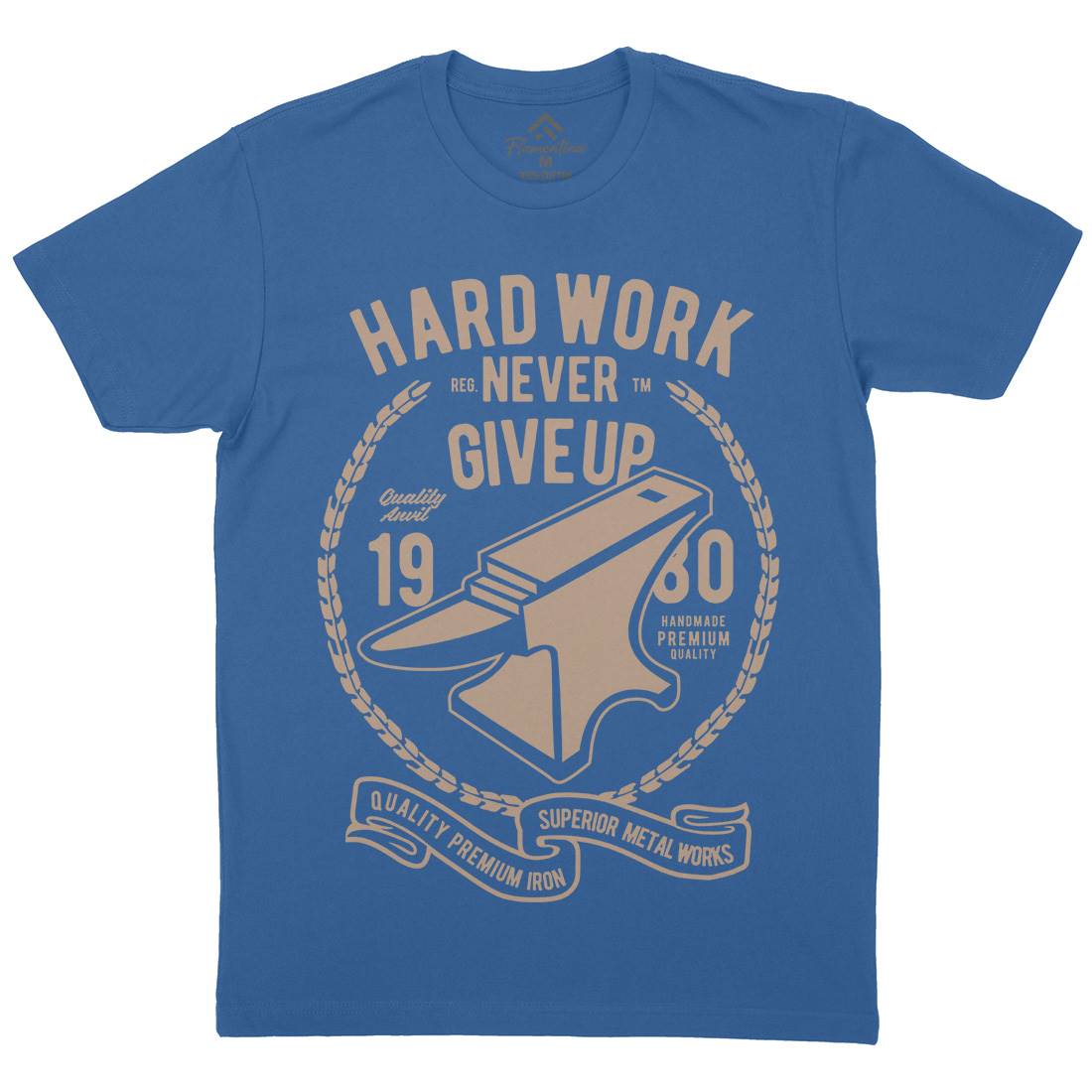 Hard Work Anvil Mens Crew Neck T-Shirt Retro B408
