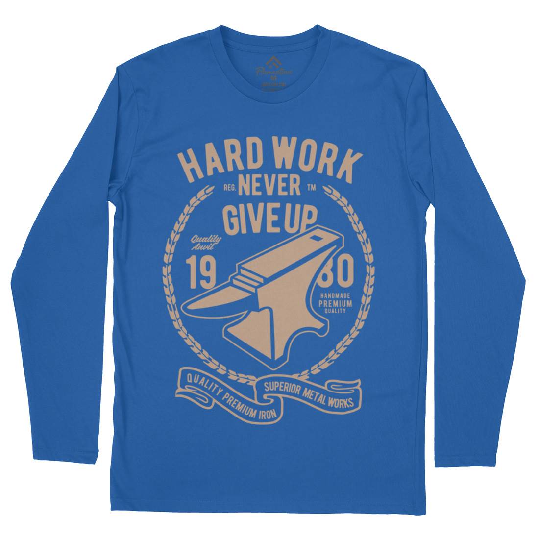Hard Work Anvil Mens Long Sleeve T-Shirt Retro B408