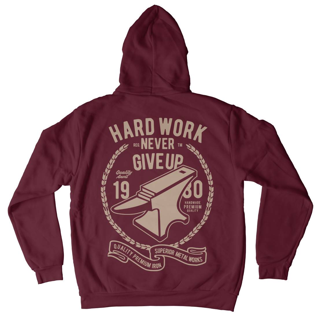 Hard Work Anvil Mens Hoodie With Pocket Retro B408