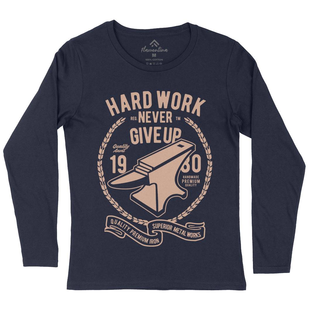 Hard Work Anvil Womens Long Sleeve T-Shirt Retro B408