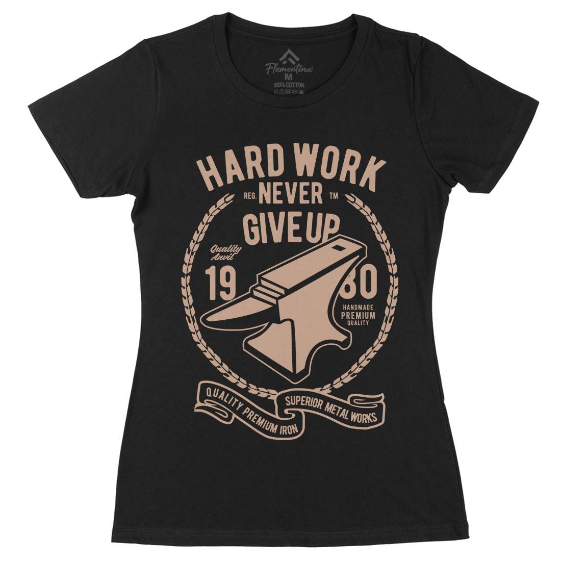 Hard Work Anvil Womens Organic Crew Neck T-Shirt Retro B408