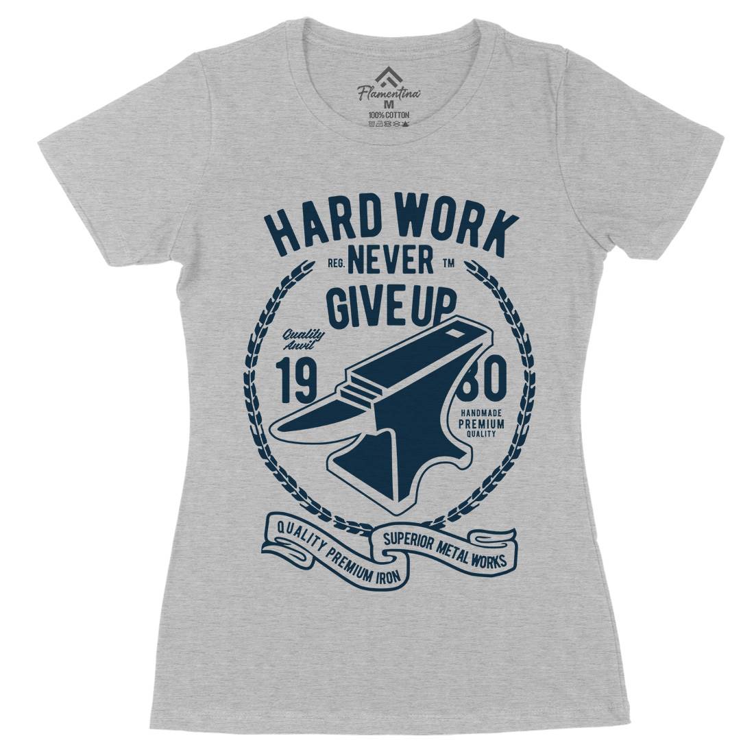 Hard Work Anvil Womens Organic Crew Neck T-Shirt Retro B408