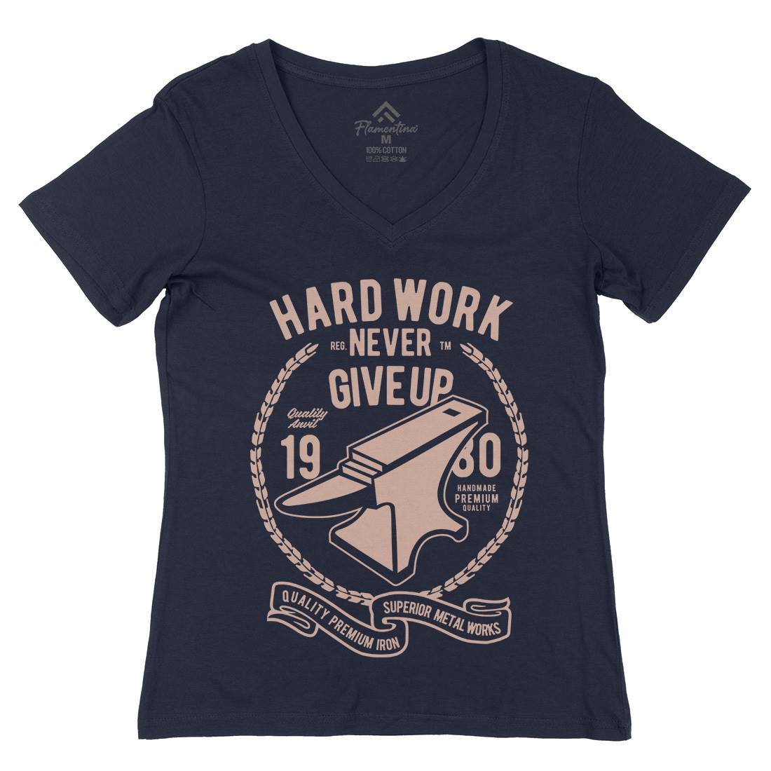 Hard Work Anvil Womens Organic V-Neck T-Shirt Retro B408
