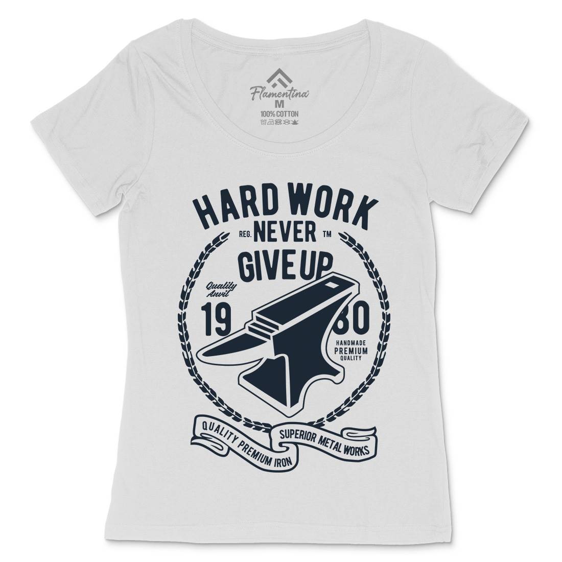 Hard Work Anvil Womens Scoop Neck T-Shirt Retro B408
