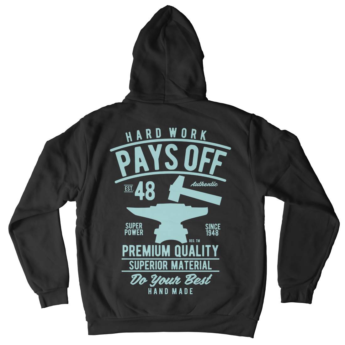 Hard Work Pays Off Mens Hoodie With Pocket Retro B409