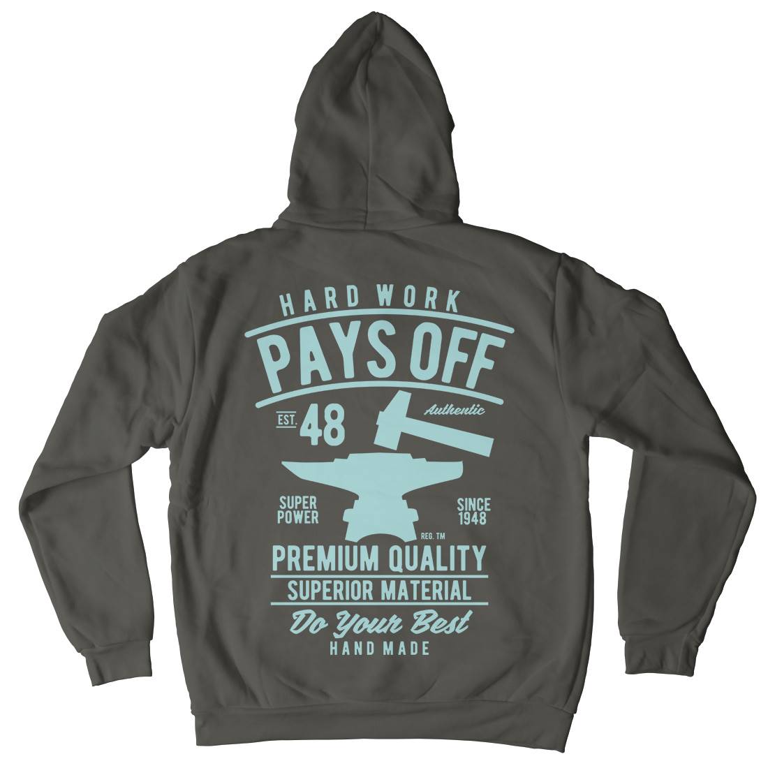 Hard Work Pays Off Mens Hoodie With Pocket Retro B409